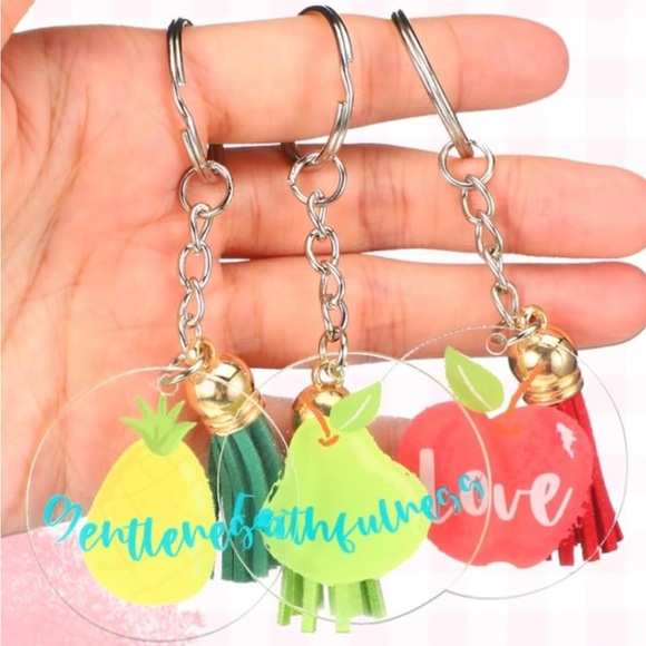 2/$30 Grape Keychain Bag Charm Fruits of the Spirit Key Ring Gift Inspo New - Picture 3 of 3